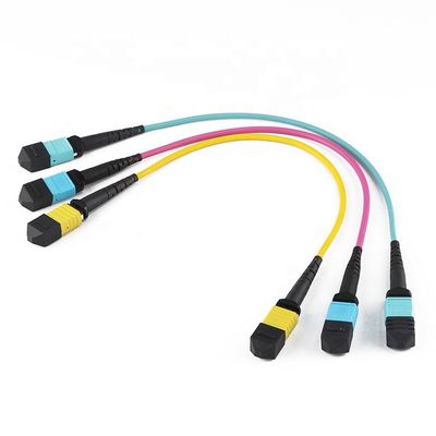 গুণ  12 Core 24 Core Fiber Cable Patch Cord , Mtp Mpo Patch Cable Om3 Om4 For Qsfp কারখানা
