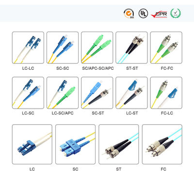 MTRJ MU DIN সংযোগকারী সহ FTTH ফাইবার কেবল প্যাচ কর্ড UPC APC