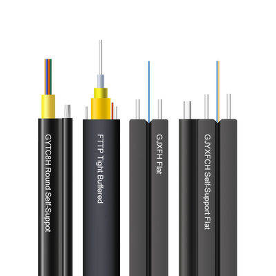 GJXFH 1 2 4 কোর ftth ড্রপ কেবল G652d G657A1 G657A2 SM ইন্ডোর ফাইবার অপটিক ড্রপ কেবল