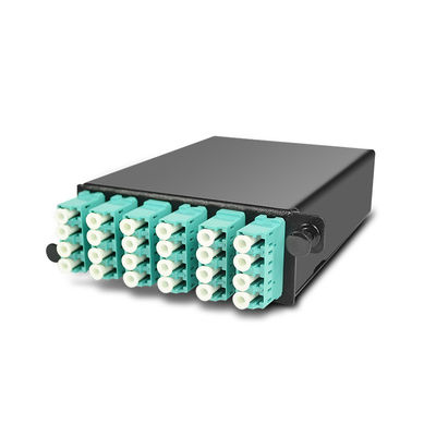 144 কোর 19&quot; 1U MTP ফাইবার MPO প্যাচ প্যানেল 4pcs OM3 MTP-LC ক্যাসেট সহ