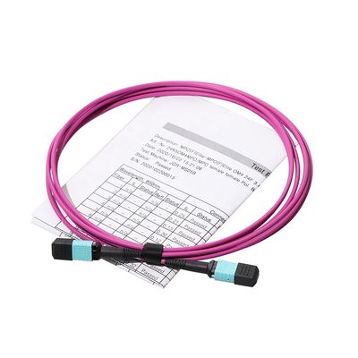 12 কোর 24 কোর ফাইবার কেবল প্যাচ কর্ড, Qsfp এর জন্য Mtp Mpo প্যাচ কেবল Om3 Om4