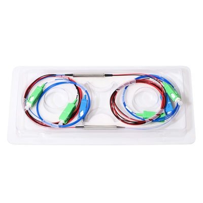FTTH 3 পোর্ট ফাইবার অপটিক স্প্লিটার Wdm 1310 1490 1550 Fwdm ইস্পাত টিউব প্রকার