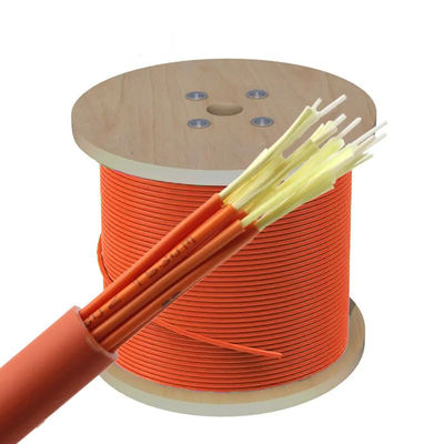 FTTH ইন্ডোর 12 কোর ফাইবার অপটিক কেবল OM3 / অপটিক্যাল ফাইবার বিতরণ তার