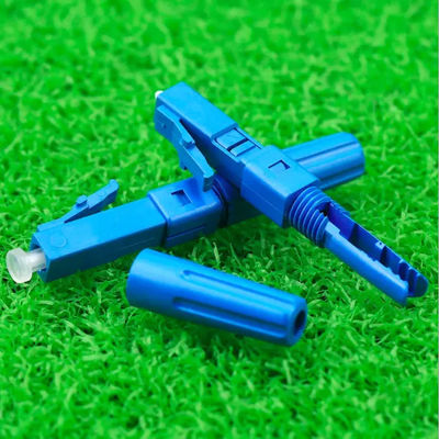 নীল রঙের ফাইবার অপটিক সংযোগকারী, FTTH CATV CCTV-এর জন্য LC UPC দ্রুত সংযোগকারী